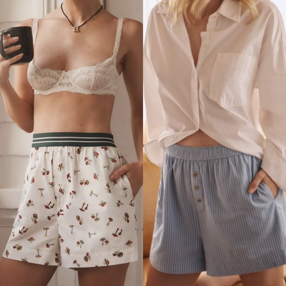 Anthropologie Mushroom and Flannel Boxer Shorts